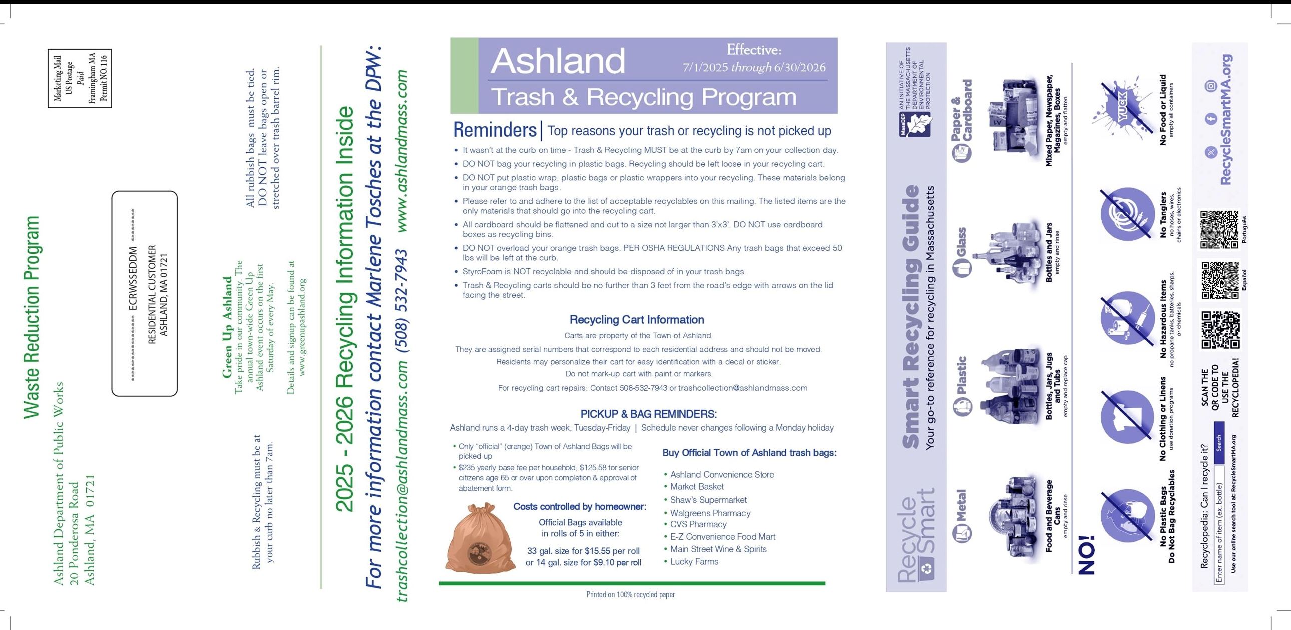 _Town of Ashland FY26-Trash-Recycling Chart Front 2